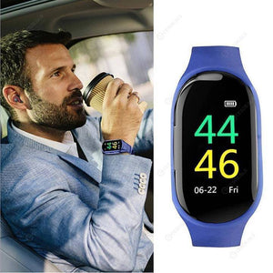 2 In 1 Smart Watch with Bluetooth Earphone - AI Heart Rate Monitor Smart Wristband Long Time Standby Sport Watch